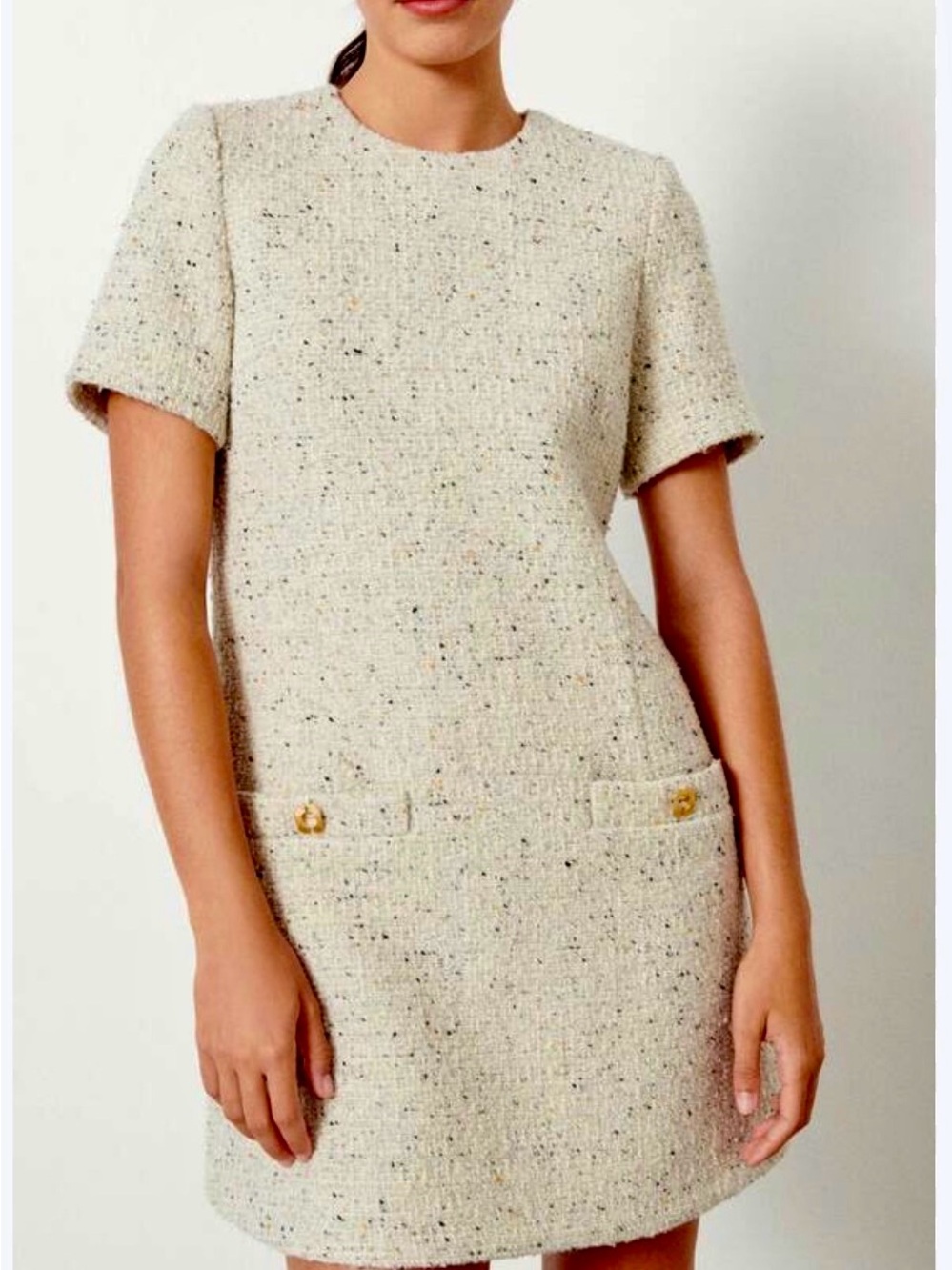 ba&sh Ivory Speckled Tweed Mini Dress Size 2 / M